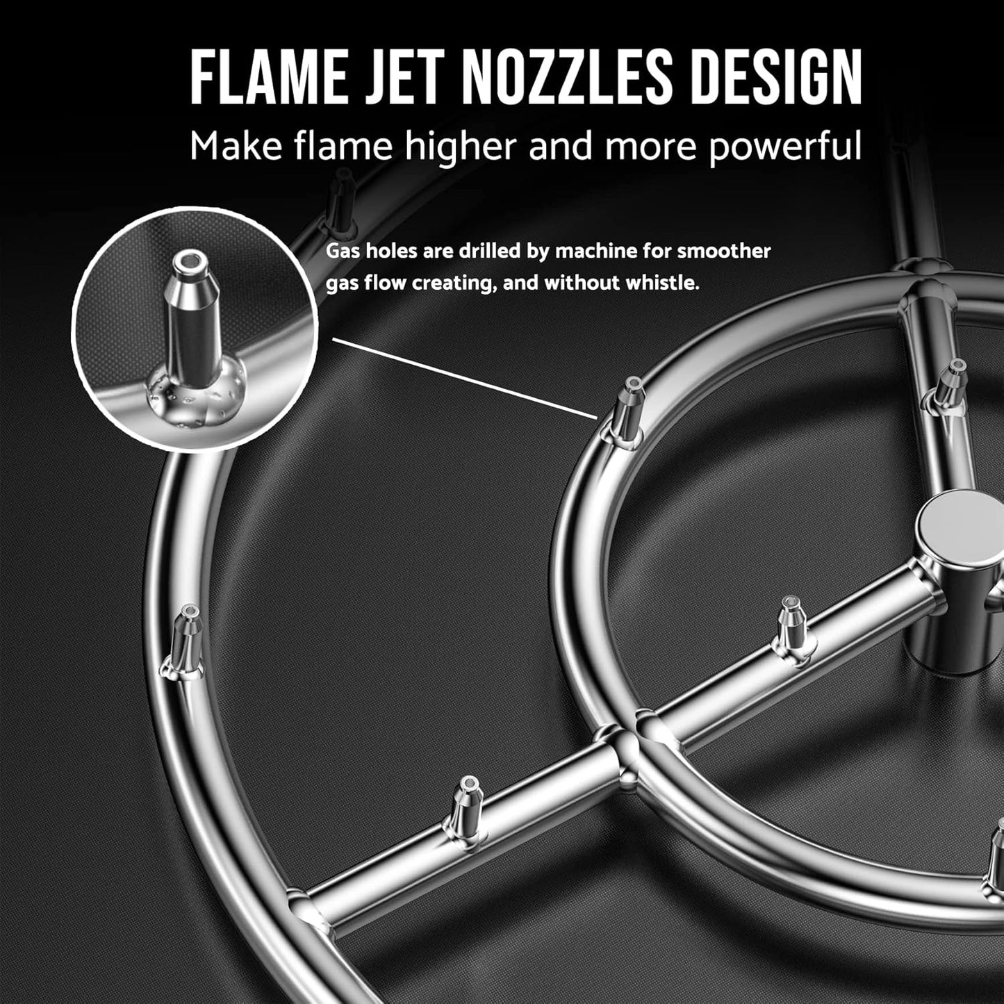 Skyflame 18 Inch Round Stainless Steel Fire Pit Jet Burner Ring - High Flame-VerdiqueGarden