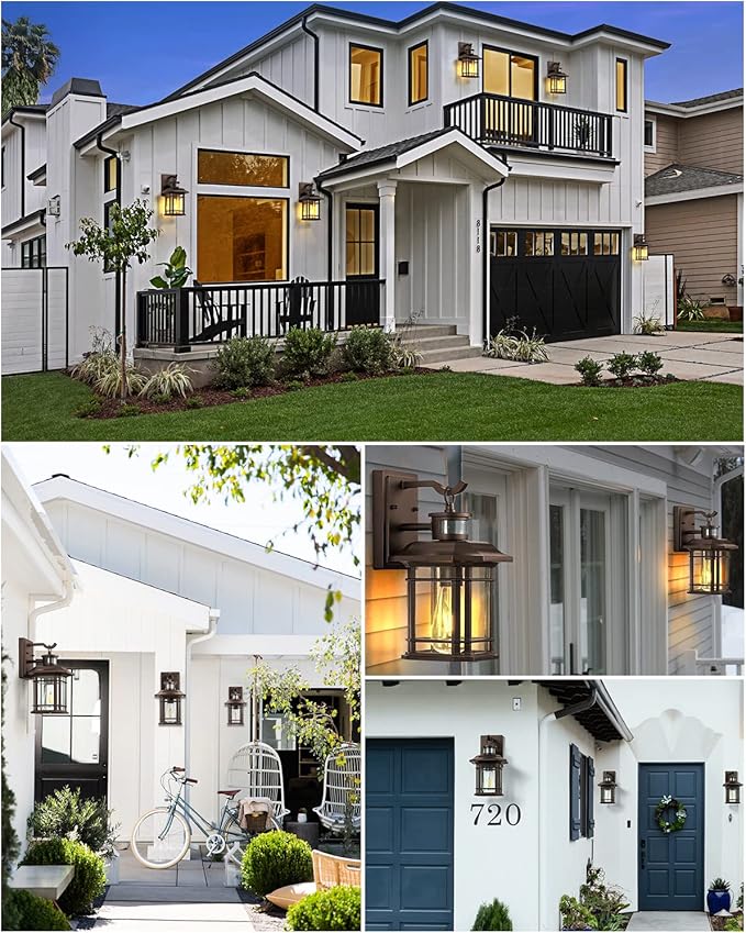 VIANIS Motion Lights for Outside, 2 Pack Dusk to Dawn Exterior Lighting Fixtures, Bronze Front Porch Light Lantern, Waterproof Outside Lights for House, Porch, Entryway, Oil Rubbed Bronze, Anti-Rust-VerdiqueGarden