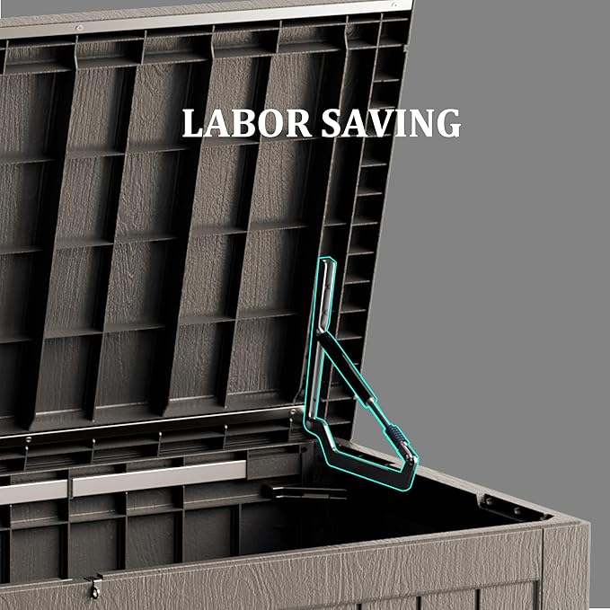 270 Gallon Heavy Duty Outdoor Storage Box - Extra Large Package Protection for Outside Deliveries, Patio Storage Bench & Resin Deck Chest with Lock, UV-Resistant, Slate Grey-VerdiqueGarden