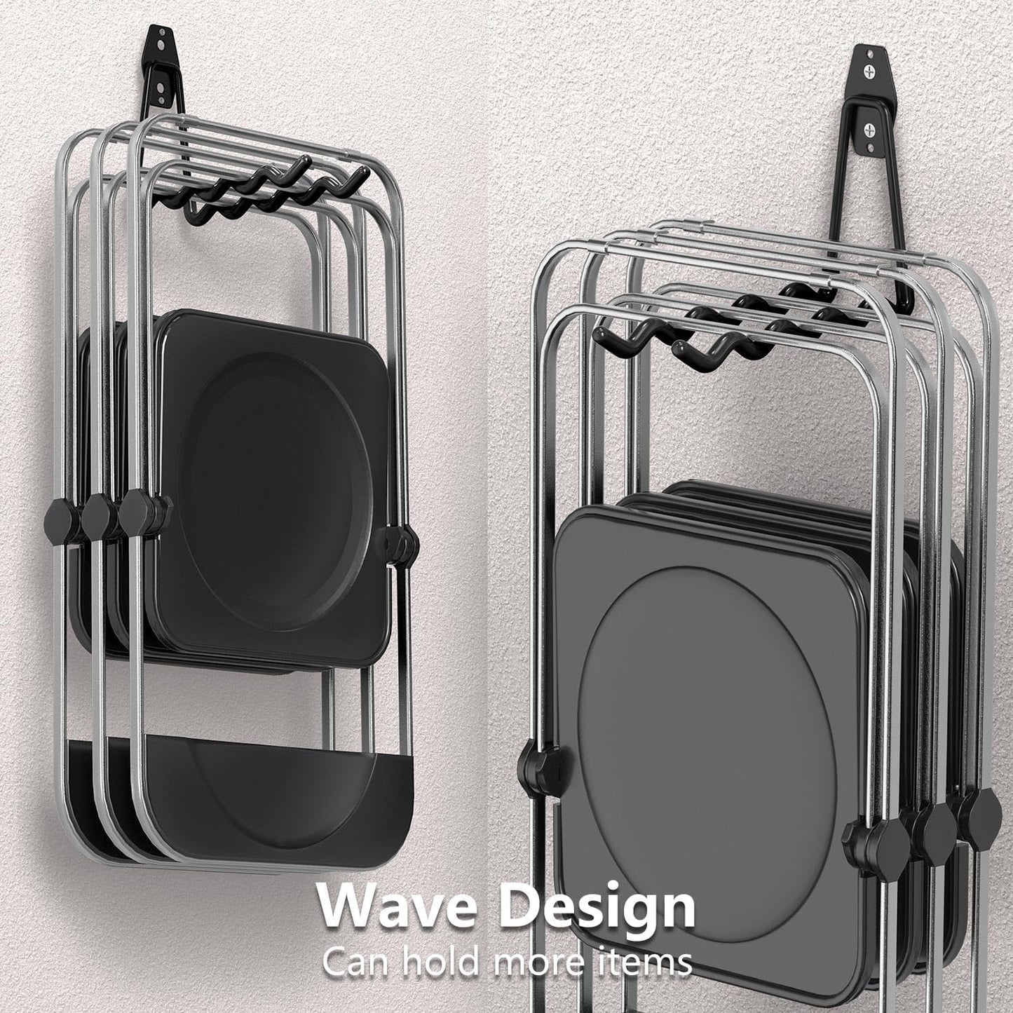 Heavy Duty Garage Hooks 4 Pack, 7.7 inch Wave Long Hanger, Wall Mounted Storage System, Power and Garden Tool Organizer, for Hanging Ladders, Bikes, Hose, Bulk Items and More-VerdiqueGarden