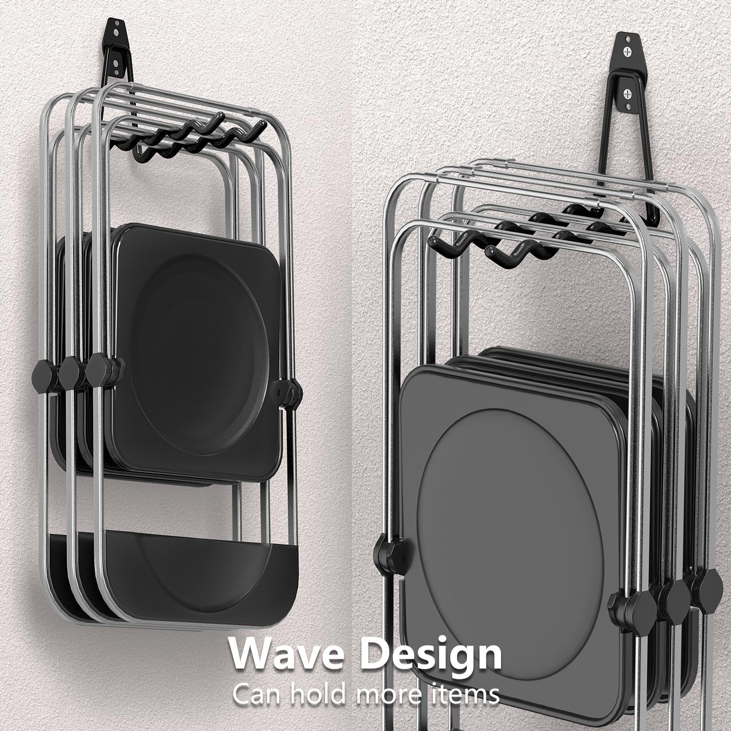 Heavy Duty Garage Hooks 4 Pack, 7.7 inch Wave Long Hanger, Wall Mounted Storage System, Power and Garden Tool Organizer, for Hanging Ladders, Bikes, Hose, Bulk Items and More-VerdiqueGarden