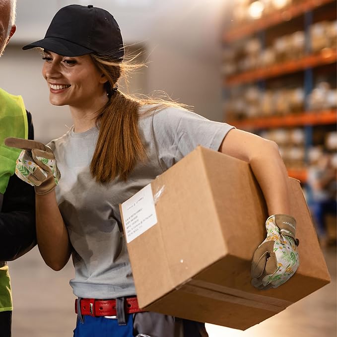 HLDD HANDLANDY Work Gloves for Women and Ladies, Leather Gardening Gloves Flexible Mechanic Working Gloves-VerdiqueGarden