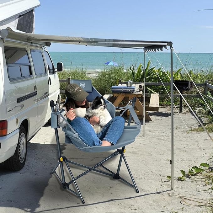 TIMBER RIDGE Hammock Camping Chair with Adjustable Backrest, Heavy Duty Folding Hammock Chair Supports 300lbs, Portable Hammock Chair for Camping, Travelling and Patio, Blue 2 Pack-VerdiqueGarden