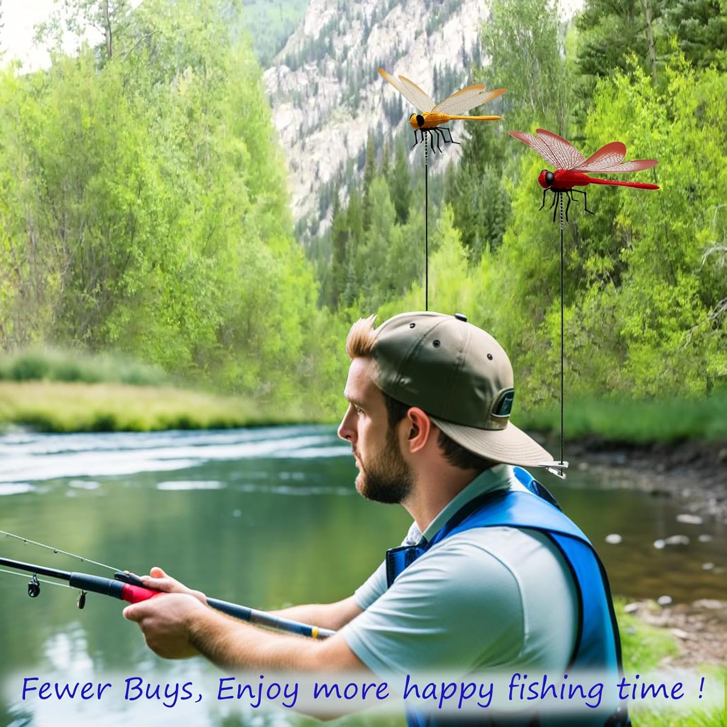 Dragonfly Clip on Hat, Dragonfly Garden Décor, 3D Fake Dragonflies The Deer or Horse Fly Nature Enemy to Scare Garden Fly for Indoor Outdoor (8Pcs-Colorful)-VerdiqueGarden