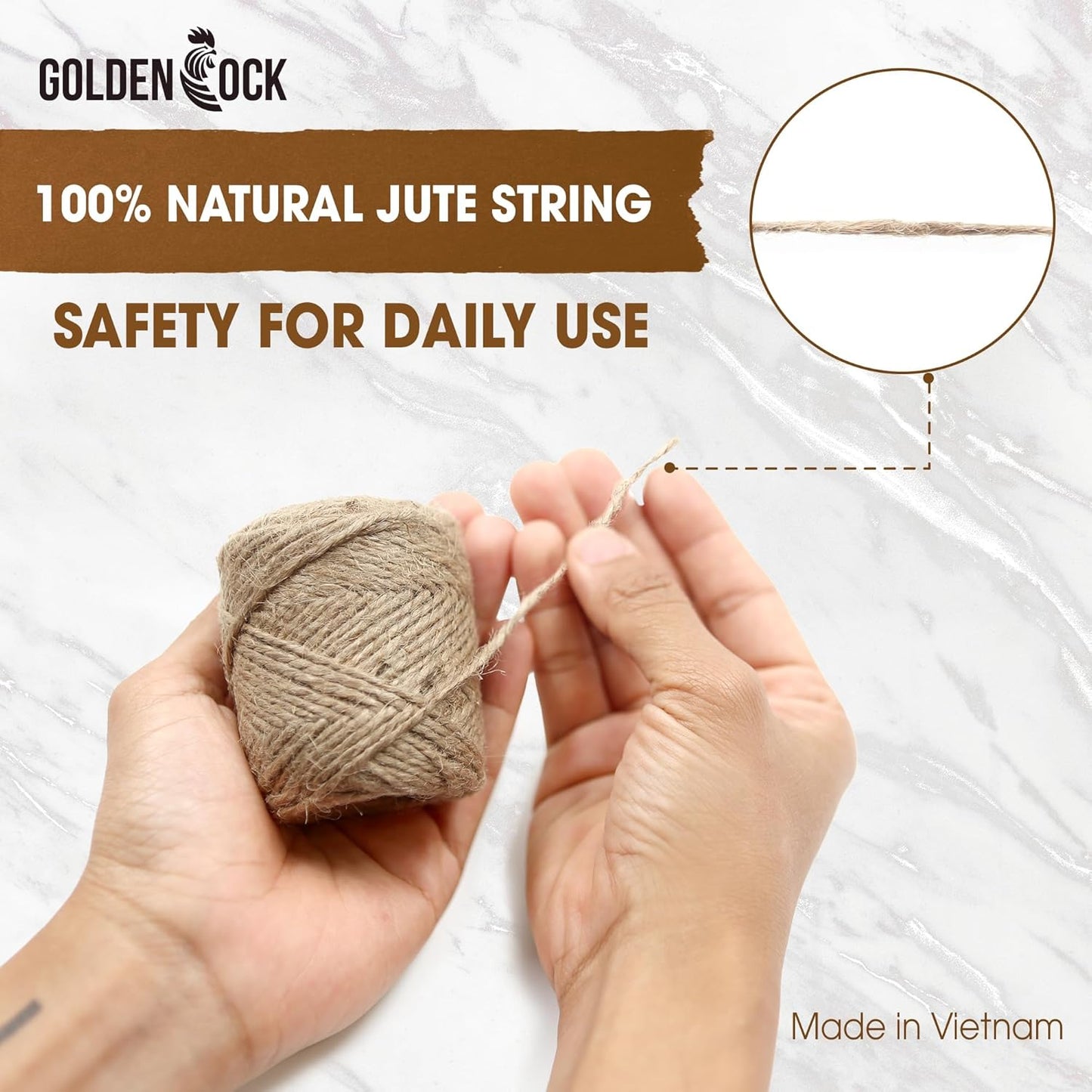 2mm - 164FT Natural Jute Twine Rope String - for Crafts Gardening Plant Accessories Gift Wrapping, Arts Packing Material Christmas Twine Bulk Wedding Decor-VerdiqueGarden