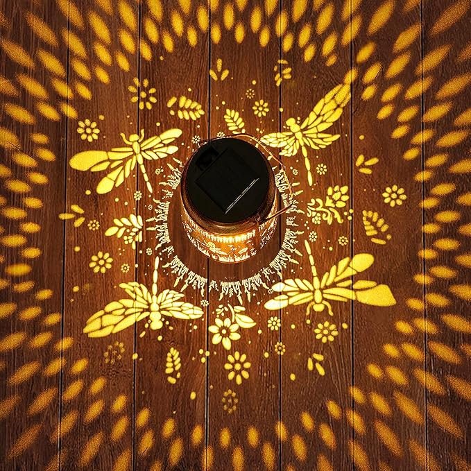 Solar Lanterns Outdoor Waterproof Dragonfly Garden Decor, Birthday Gifts for Women Mom Grandma Hanging Solar Lights Metal LED Decoration Outside with Shepherd Hook for Garden Yard Patio Porch-VerdiqueGarden