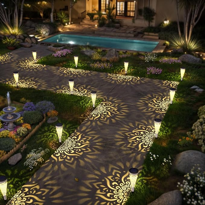 6 Pack Solar Lights Outdoor Garden Decorative Solar Garden Lights with Warm Light Waterproof Solar Pathway Landscape Light for Path Patio Backyard Walkway Yard Decor (White, 6Pcs)-VerdiqueGarden