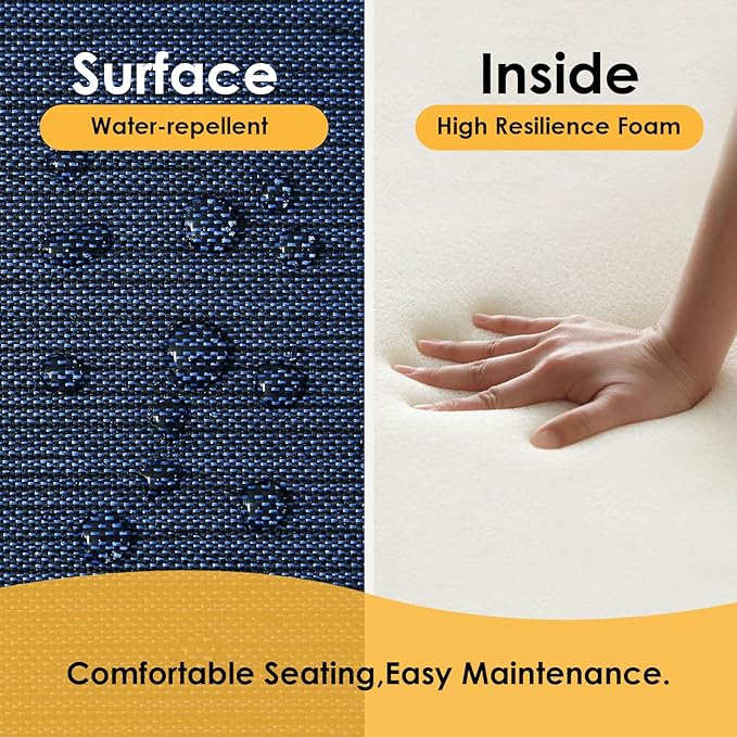 Outdoor Square Corner Seat Cushion, 18.5"x16"x3", Set of 4, Non Slip Seat Cushion Pads with Removable Cover for Patio Furniture, Garden Yard Lawn, Navy-VerdiqueGarden