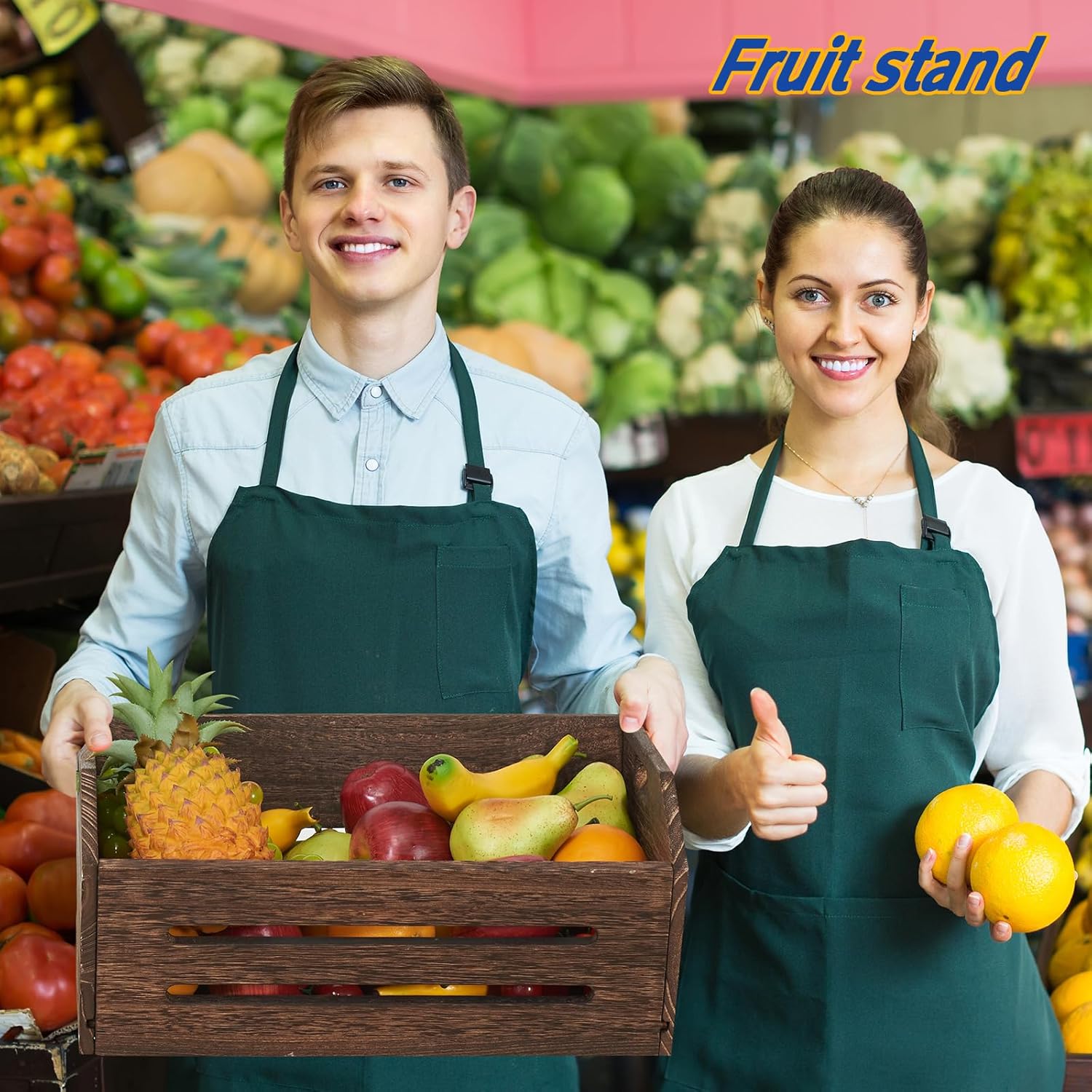 ELONG HOME Wooden Crate, 2 Pack Fast Assemble Rustic Wooden Crates for Storage, Decorative Farmhouse Wooden Crate Basket, Vintage Wood Crates Display for Fruits and Vegetables-VerdiqueGarden