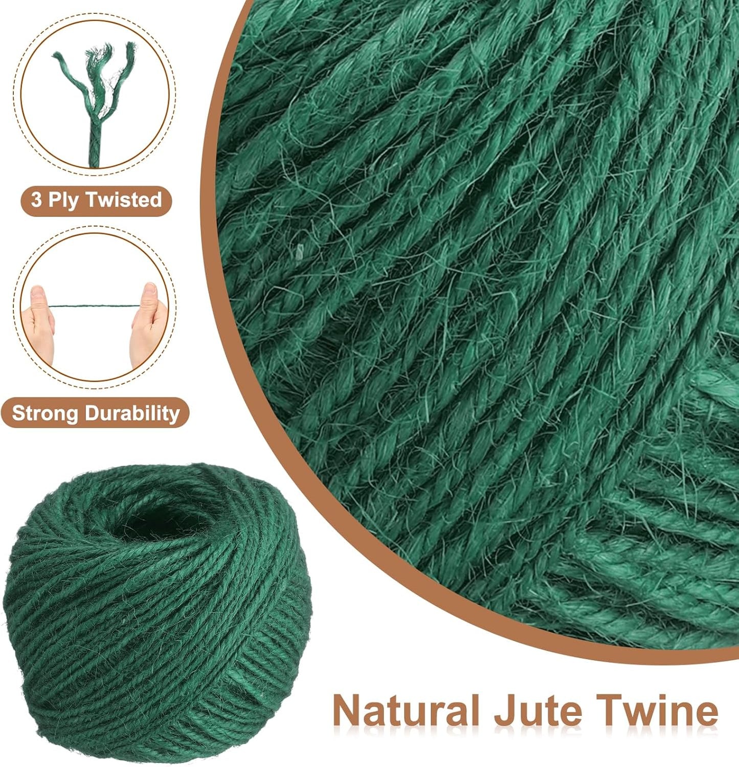 uxcell 164 Feet Natural Jute Twine String,2mm Thin Garden Twine Rope Colored Plant String Cord for DIY Art Crafts Gift Wrapping Decoration Packing Gardening Plant Hanger,Dark Green-VerdiqueGarden