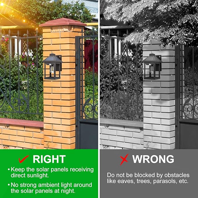 2 Pack Solar Wall Lantern Lights Outdoor Dusk to Dawn Motion Sensor Waterproof LED Wall Sconce Exterior Porch Light Fixtures Warm White, 3 Lighting Modes for Fence Patio Garage Garden Yard-VerdiqueGarden