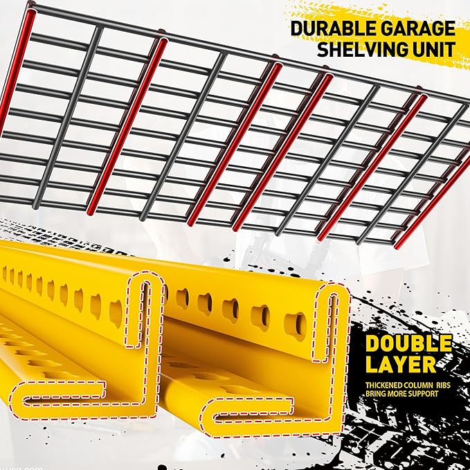 REIBII Garage Shelving Load 3000LBS, 5-Tier Storage Shelves, Adjustable Heavy Duty Metal Shelving Unit for Pantry, Basement, Warehouse, 72" H x 36" W x 16" D H, 3PC-VerdiqueGarden