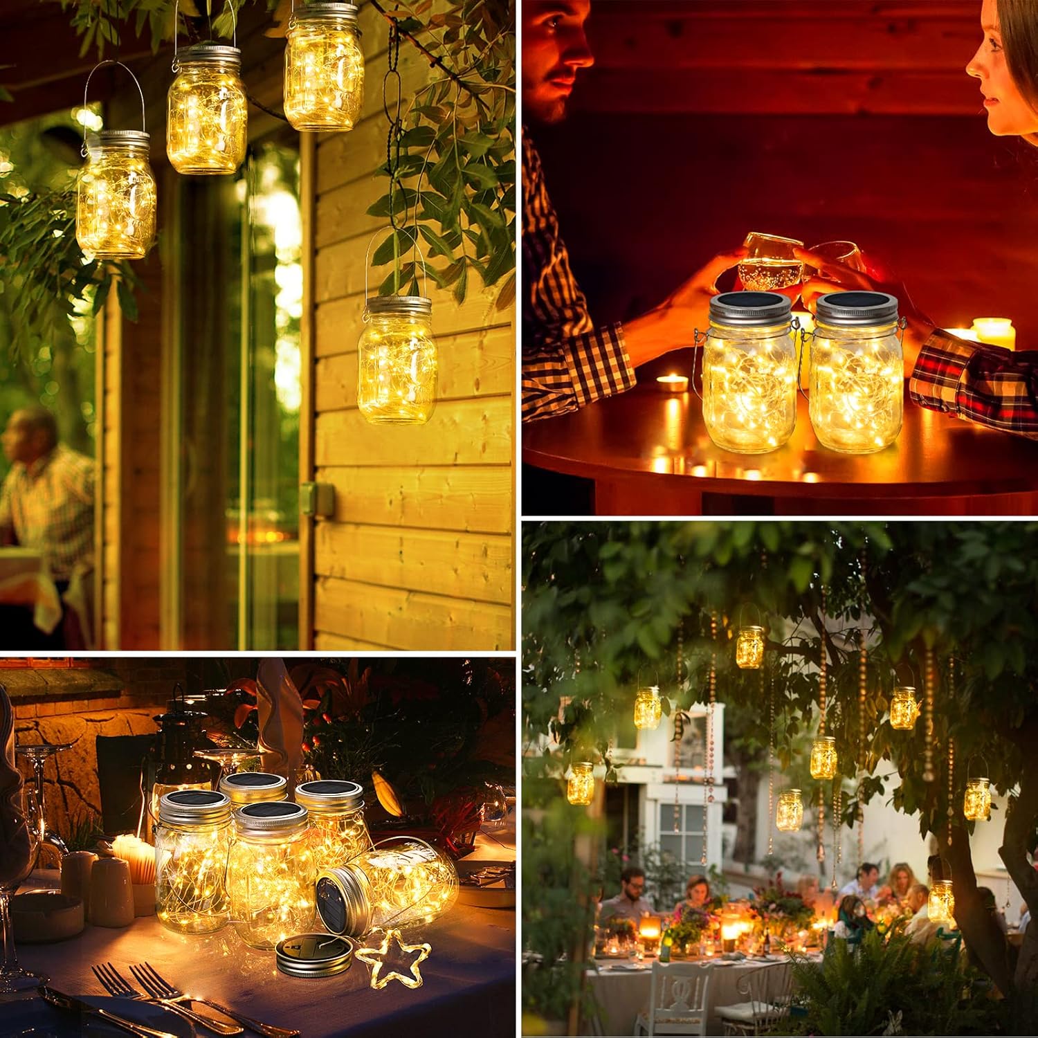 Mlambert Mason Jar Solar Lights -30 LED, 6 Pack Hanging Solar Lanterns Outdoor, Waterproof Fairy Lights for Patio Garden, Warm White-VerdiqueGarden