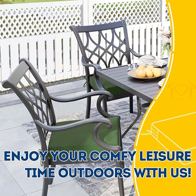 AAAAAcessories Outdoor Seat Cushions for Chairs, Waterproof, Fade-Resistant Patio Furniture Replacement Cushions, 19" x 19" x 3", Set of 2, Dark Moss-VerdiqueGarden