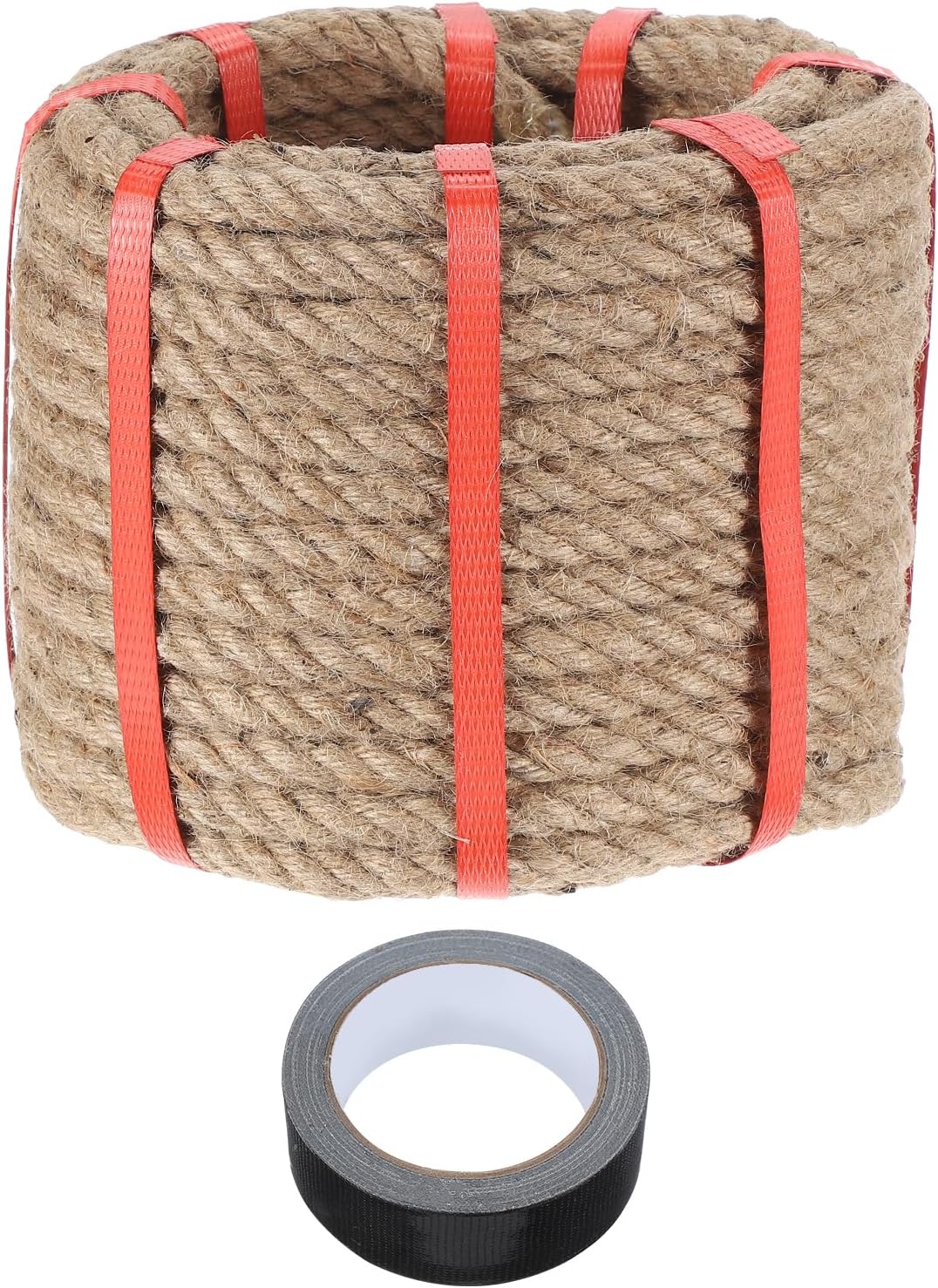 MECCANIXITY Jute Rope 0.5 Inch x 66ft, Thick Twine Rope Ropes Braided Jute Twine Natural Brown Burlap Cord String Heavy Twisted with Tape for Decorative Crafts Railing Swing Tug of War-VerdiqueGarden