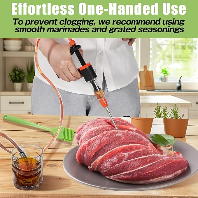 Premium Marinade Injector Syringe – Adjustable Flow (5ml/10ml/15ml), 4 Stainless Steel Needles, Meat Injector for Turkey, BBQ, Chicken, Beef, Pork, Brisket, Smoking & Holiday Cooking-VerdiqueGarden