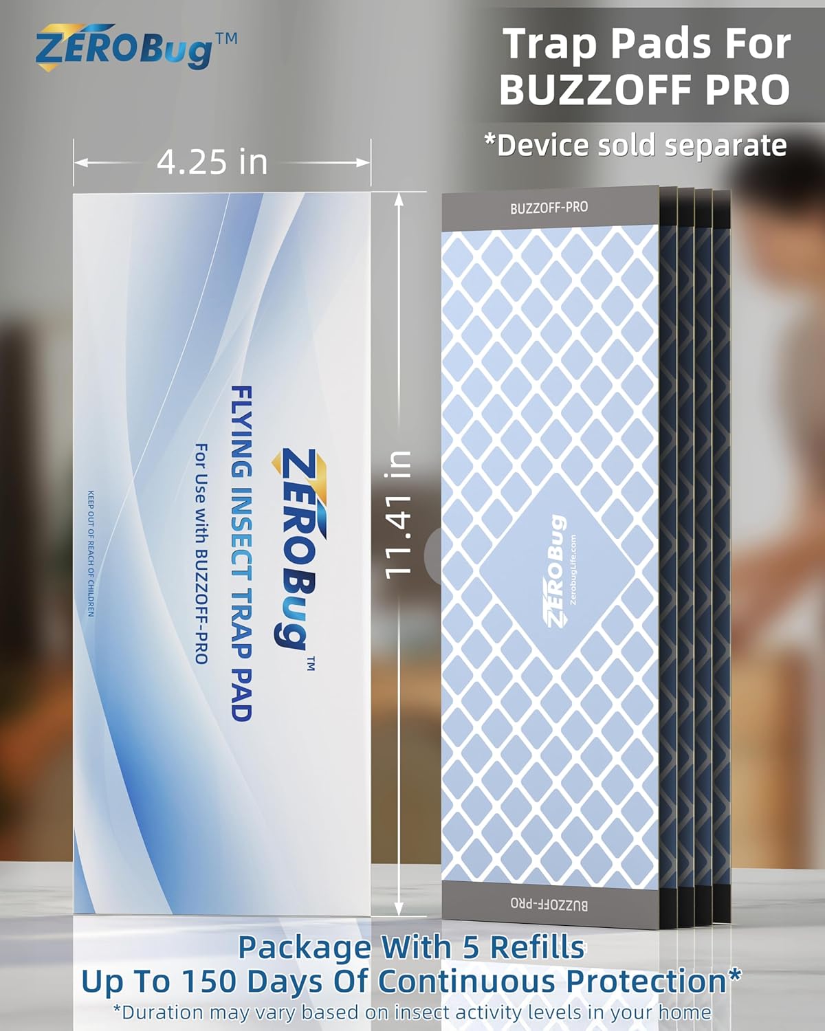 Sticky Fly Trap Refills 5-Pcs for BUZZOFF PRO Zapper, Fruit Fly Catcher Glue Boards for Indoor Use, Odourless, Mess-Free Insect Control-VerdiqueGarden