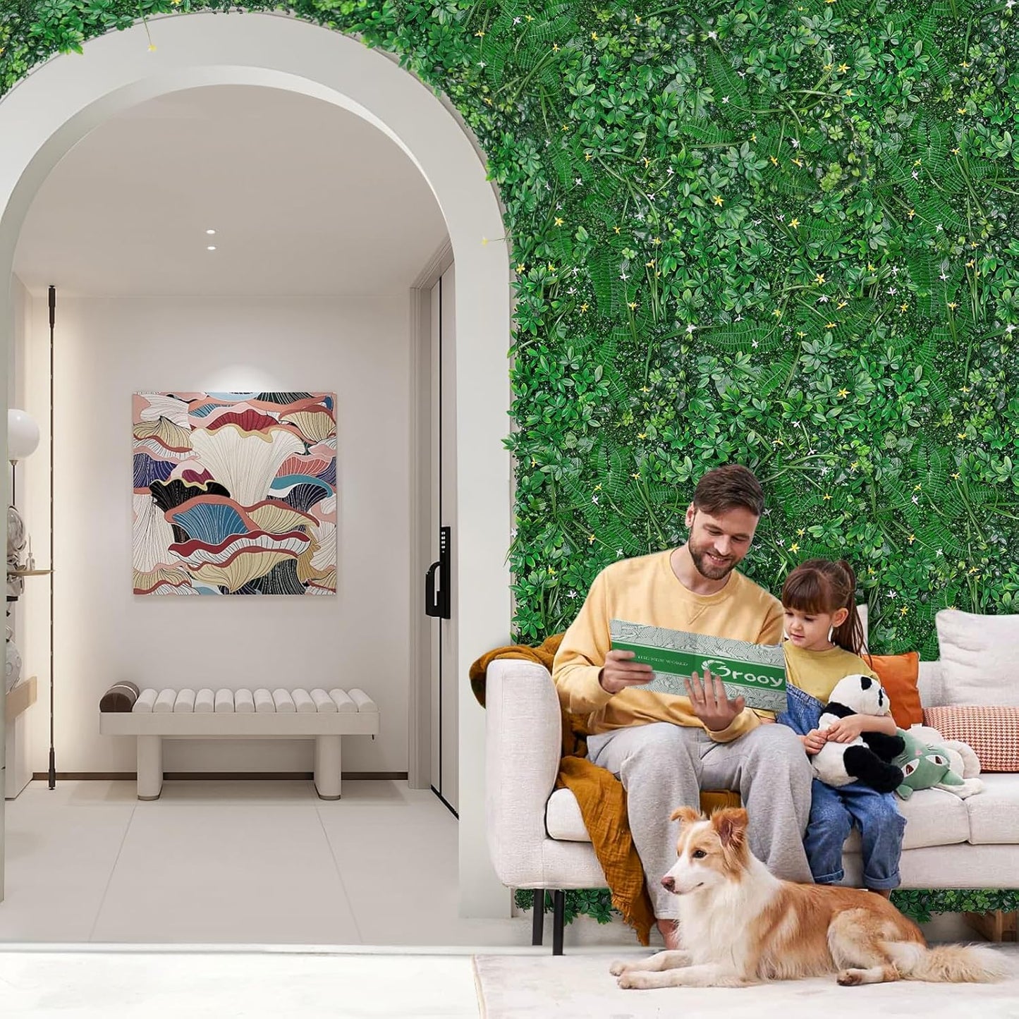 Grass Wall 20"x20" Pack of 16, Artificial Boxwood Panels, Privacy Hedge Fence Screen with UV Protection, Greenery Backdrop for Indoor Home Wedding Decor and Outdoor Garden Backyard-VerdiqueGarden