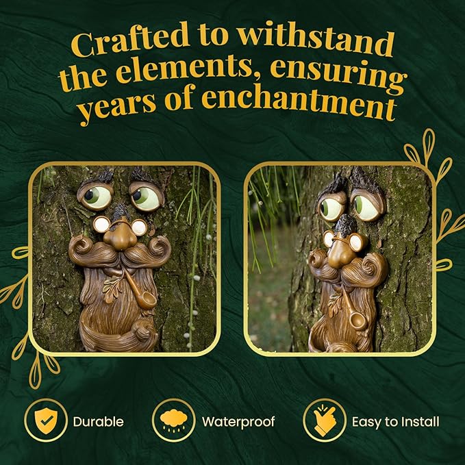 Tree Faces Decor Outdoor – Tree Hugger Yard Art Garden Decoration – Unique Bird Feeders for Outdoors and Indoors – Old Man Tree Art Brown-VerdiqueGarden