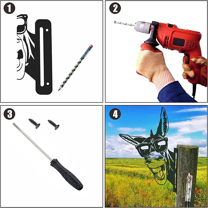 Peeping Donkey Metal Art Farm Garden Decor Garden Fence Decoration Outdoor Decoration for Farmhouse,Yard,Lawn-VerdiqueGarden