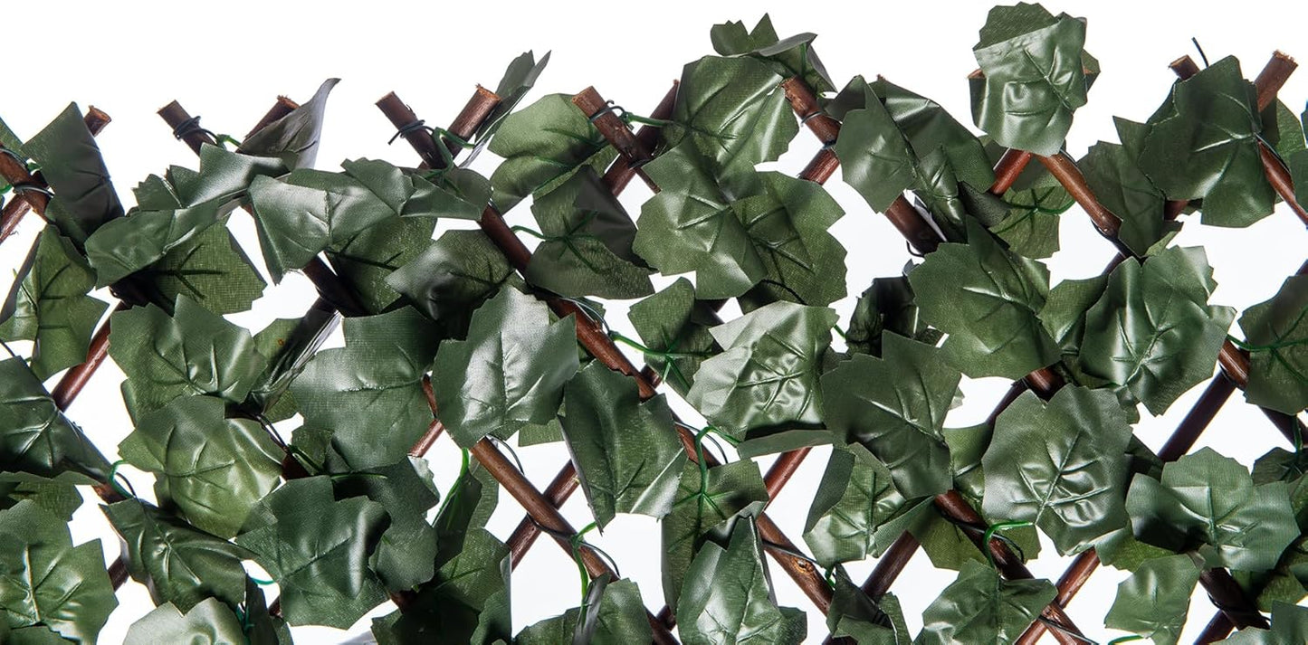 Naturae Decor Expandable Willow Trellis - Outdoor Privacy Screen - Sturdy and Flexible - Realistic Look - 40 in x 80 in - Ivy Leaves-VerdiqueGarden