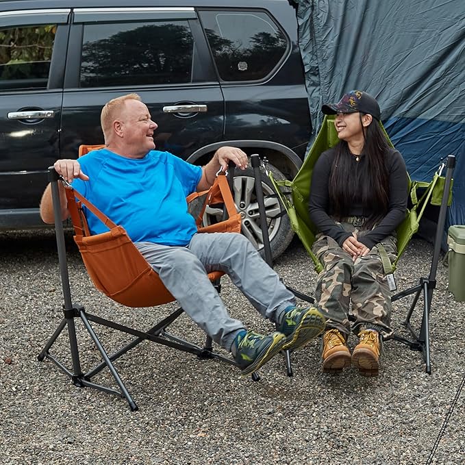 TIMBER RIDGE Hammock Camping Chair with Adjustable Backrest, Heavy Duty Folding Hammock Chair Supports 300lbs, Portable Hammock Chair for Camping, Travelling and Patio, Green 2 Pack-VerdiqueGarden