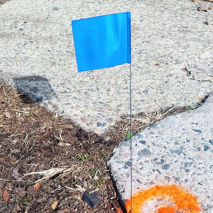 Zozen 100Pack Blue Marking Flags, Writable/15x4x5 Inch, Yard Flags for Lawn & Irrigation & Landscape & Sprinkler & Survey & Dog Training.-VerdiqueGarden