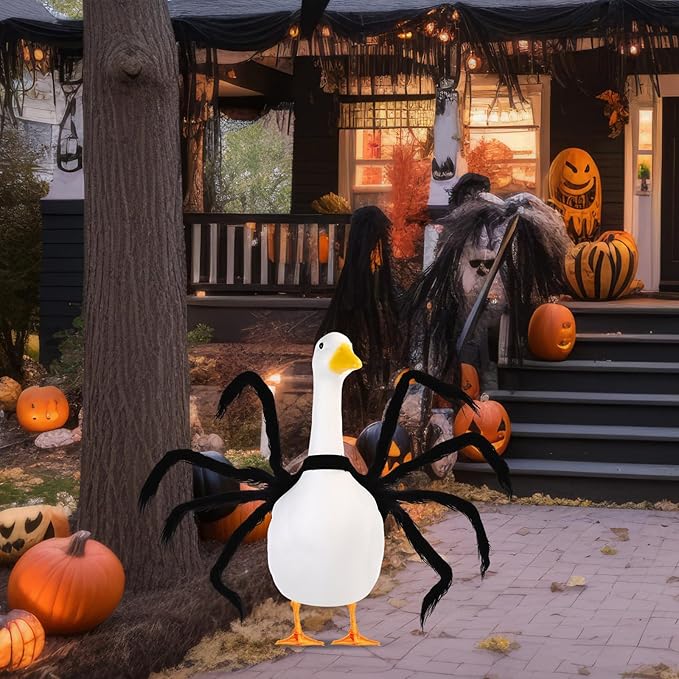 Halloween Goose Outfit Lawn Porch Goose Outfit Spider Bat Costume Plastic Goose Clothing for 23" Goose Halloween Outdoor Patio Yard Lawn Art Decoration (Spider)-VerdiqueGarden