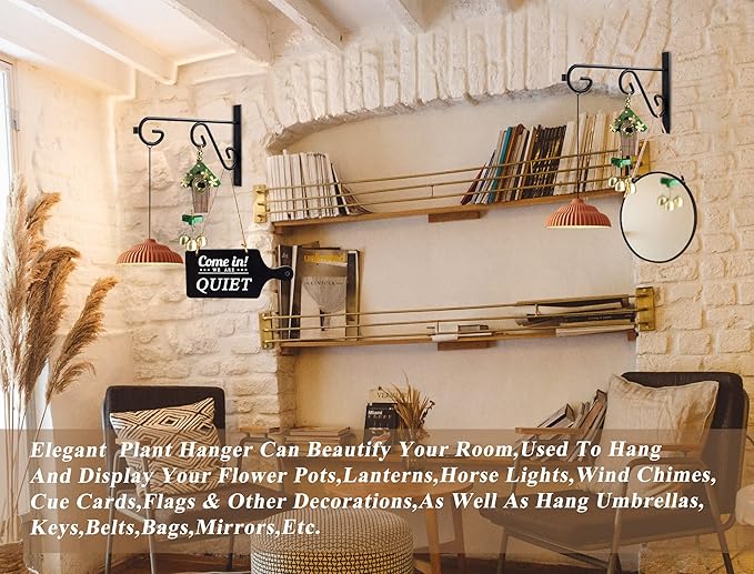 Plant Hanger Hook,2 Pcs Hanging Basket Hooks,6in Metal Wall Plant Hook for Outdoor or Indoor Hanging Flower Baskets,Bird Feeders,Solar Lanterns-VerdiqueGarden