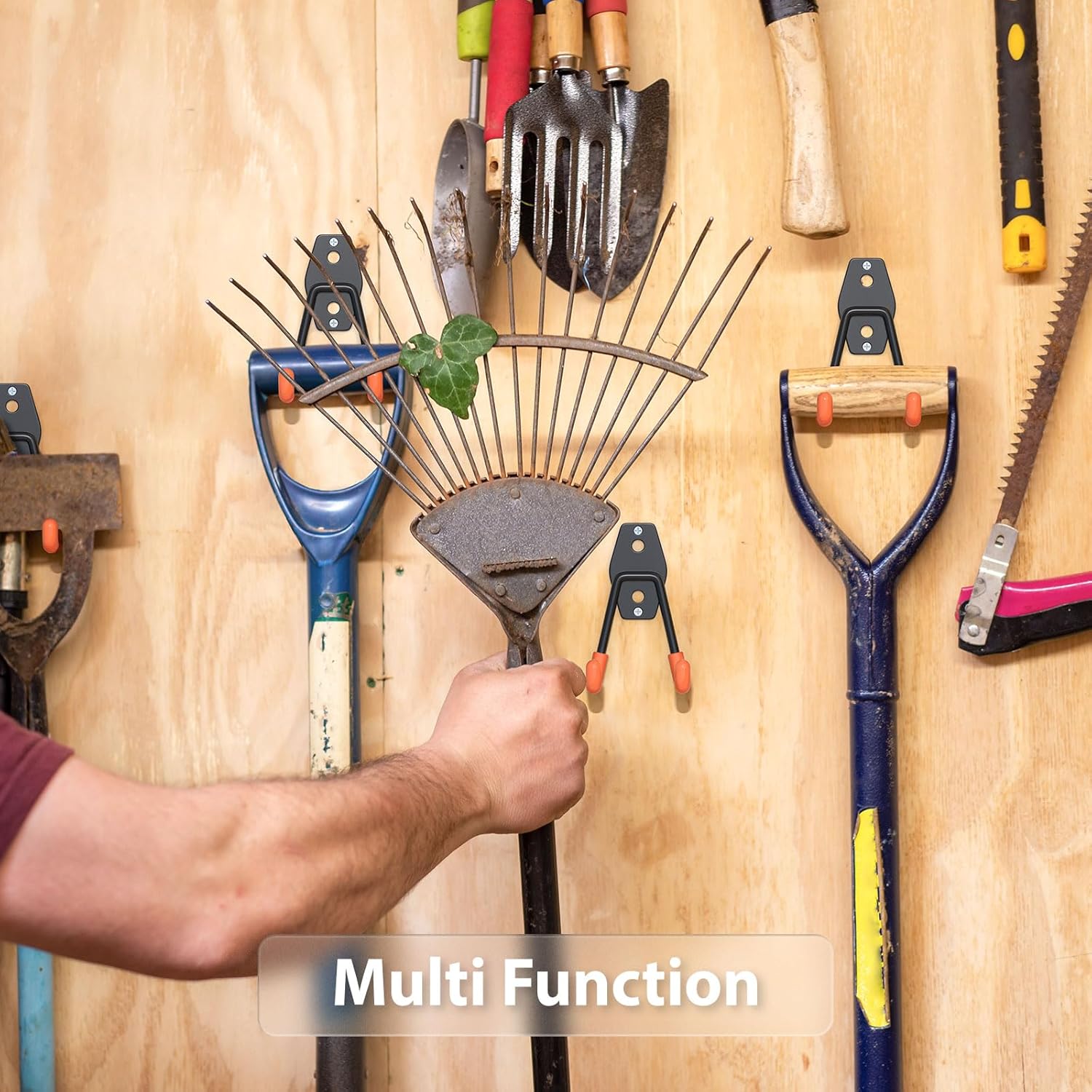 Utility Steel Wall Mount Heavy Duty Garage Hooks with Anti-Slip Coating,Storage More Yard,Garden and Power Tools and for Hanging Hose,Ladder and Bike(4 Pack 4.5x2.75 inch)-VerdiqueGarden