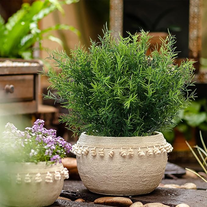 Artificial Plants Flowers Grass Shrubs 8 Pack No Fade Faux Plastic Flowers Outdoor for Farmhouse Garden Porch Patio Indoor Wedding Decoration Greenery Fake Plants uv Resistant-VerdiqueGarden