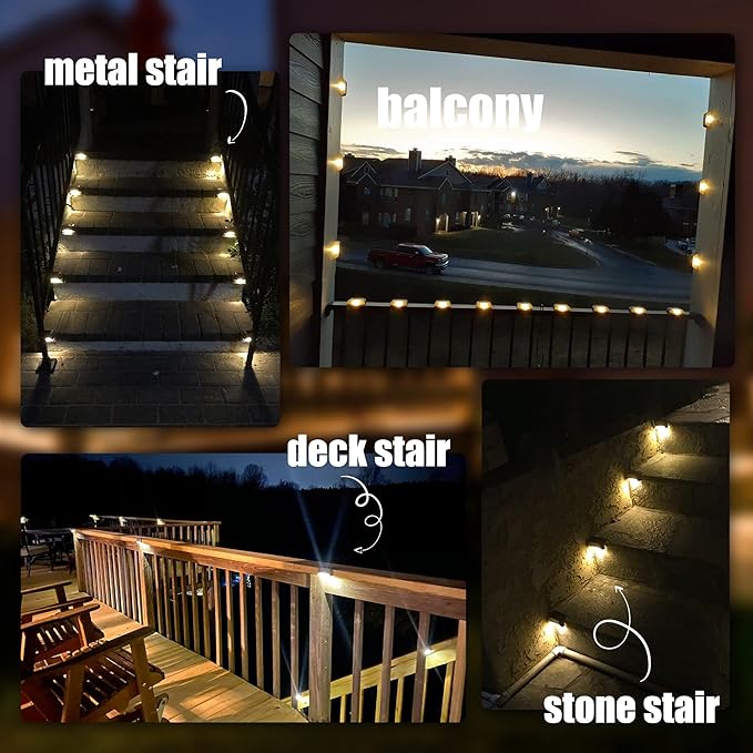 SOLPEX Solar Deck Lights Outdoor 16 Pack, Solar Step Lights Waterproof Led Solar lights for Outdoor Stairs, Step , Fence, Yard, Patio, and Pathway(Warm White)-VerdiqueGarden