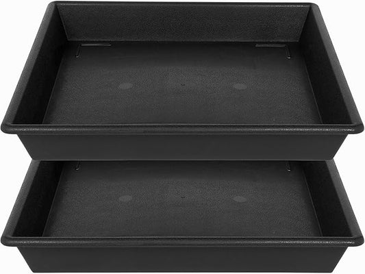 Square Plant Saucer 12 Inch 2 Pack 6 8 10 12 14 16 18 20 Inch, Plant Trays for Pots Heavy Duty Plastic Plant Saucers for Indoors Outdoors, Flower Pot No Holes Plant Drip Trays-VerdiqueGarden