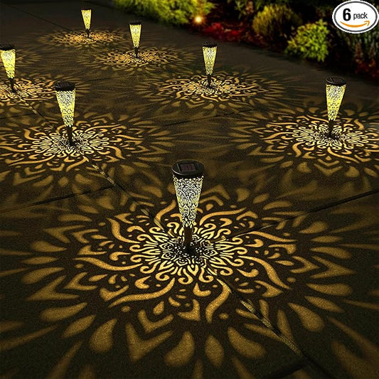 6 Pack Solar Lights Outdoor Garden Decorative with Warm Light Waterproof Pathway Landscape Lights for Path Patio Backyard Walkway Yard Garden Decor (Black, 6Pcs)-VerdiqueGarden