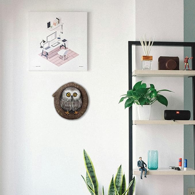 Baby Owl Resin Tree Face, Owlet Tree Hugger, Outdoor Sculpture for Tree Decorations, Whimsical Owl Garden Ornament, Tree Statue Peeker, Patio Yard Lawn Porch Decor, Durable & Waterproof Garden Present-VerdiqueGarden