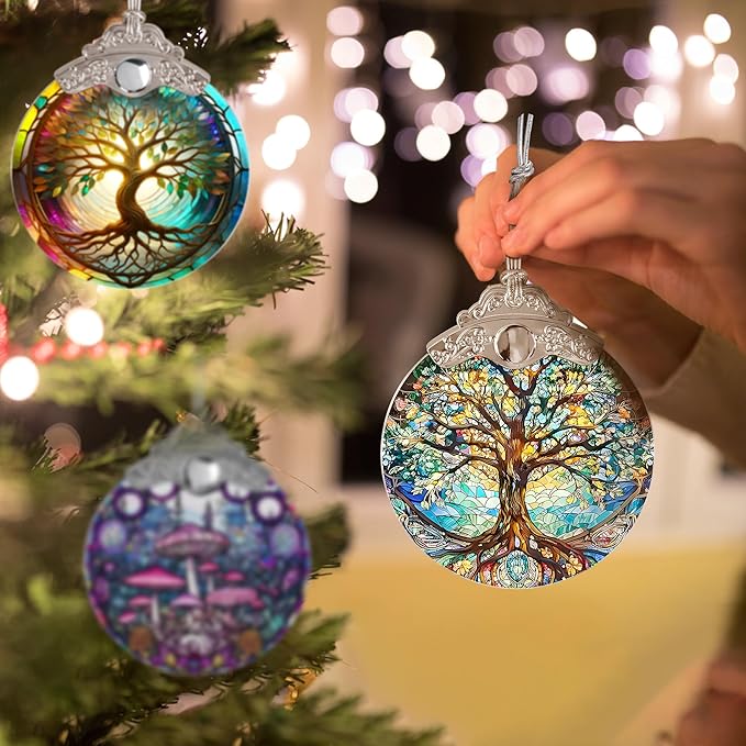 Tree of Life Stained Glass Suncatcher - Holidays & Christmas Tree Ornament, Decor & Gifts-VerdiqueGarden