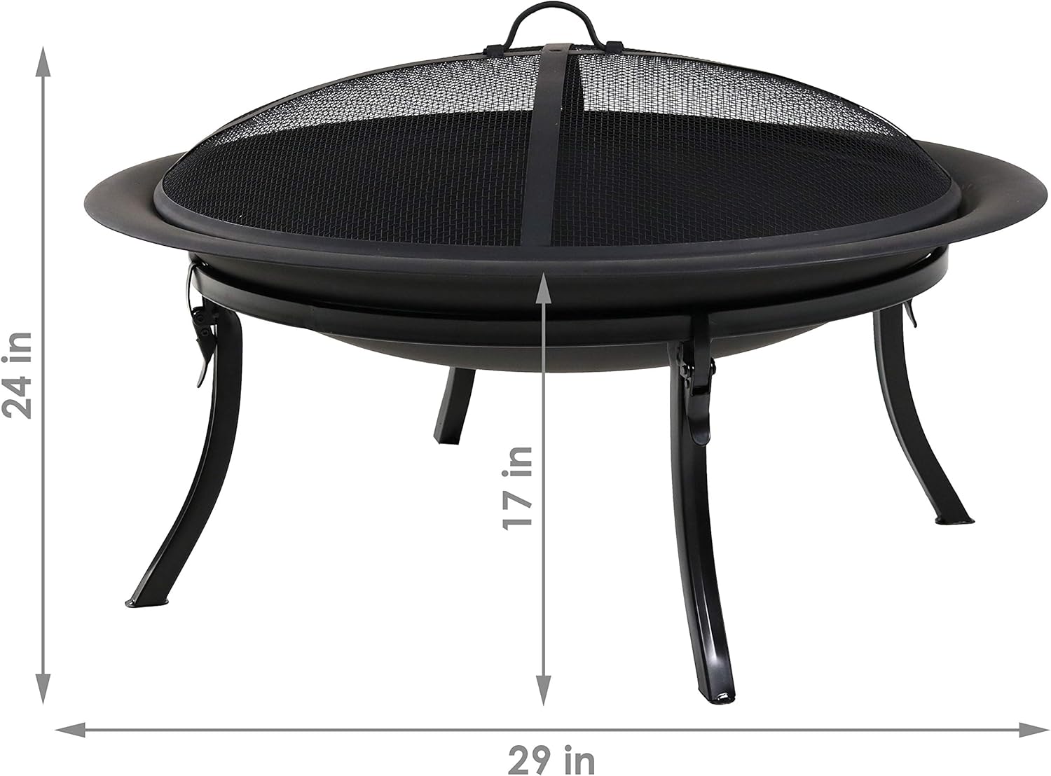 Sunnydaze 29-Inch Portable Fire Pit Bowl with Spark Screen, Fireplace Poker, Folding Stand, and Carrying Case Cover-VerdiqueGarden