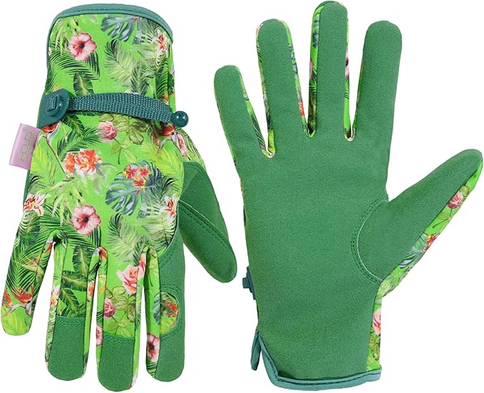 HLDD HANDLANDY Work Gloves for Women and Ladies, Leather Gardening Gloves Flexible Mechanic Working Gloves-VerdiqueGarden