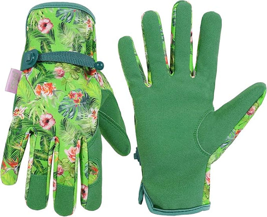HLDD HANDLANDY Work Gloves for Women and Ladies, Leather Gardening Gloves Flexible Mechanic Working Gloves-VerdiqueGarden