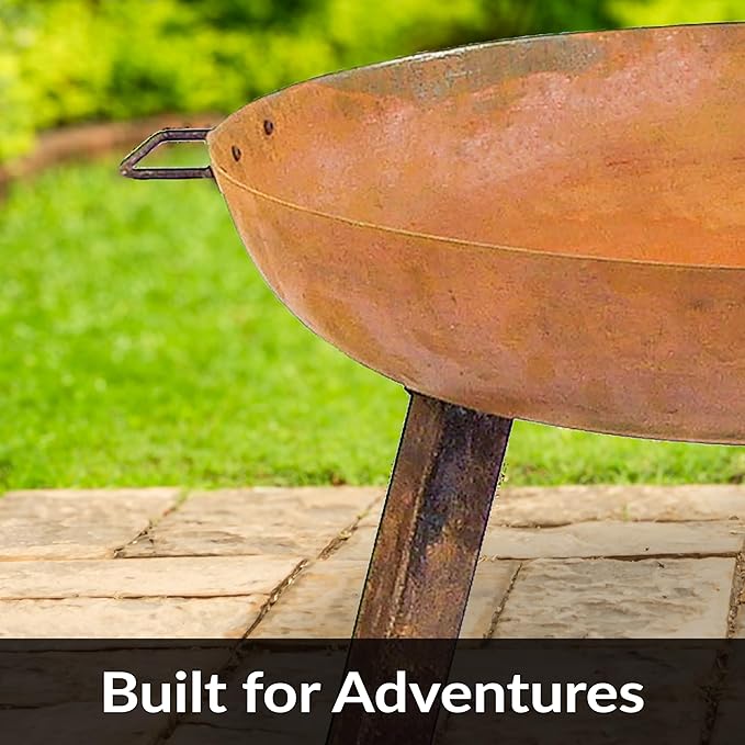 Sunnydaze 30-Inch Cast Iron Heavy-Duty Fire Pit for Outside - Wood-Burning Outdoor Fire Pit Bowl with Handles - Oxidized Finish-VerdiqueGarden