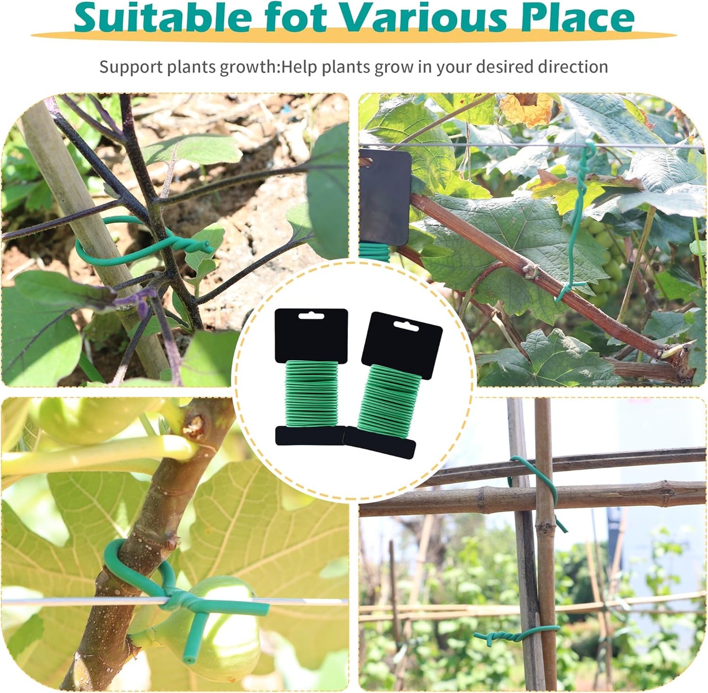 (2 Reel) Soft Plant Ties, Garden Ties TPR Flexible Durable Heavy Duty Twist Wire for Twine Tomatos Branches Vines and Tying Up Cable Wires (Green)(φ3.5mm，26feet)-VerdiqueGarden