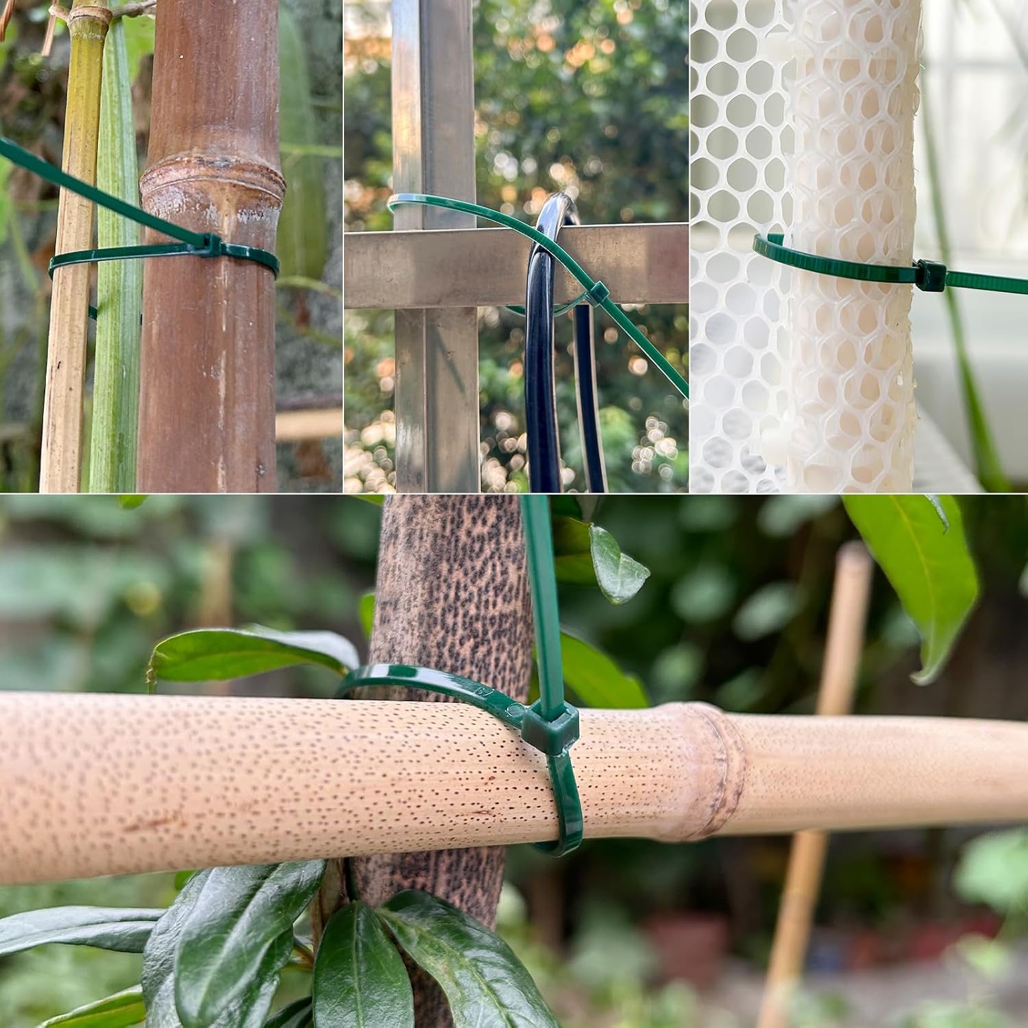 4 inch 3mm Dark Green Nylon Garden Cable Zip Ties Self Locking Cable Ties Twist Ties, Multi-Purpose Cable Tie(100 Pcs)-VerdiqueGarden