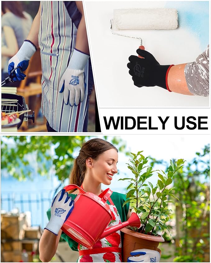 Nuogo 48 Pairs Gardening Gloves for Men Women Rubber Coated Safety Work Gloves Bulk for Gardening Construction Work-VerdiqueGarden