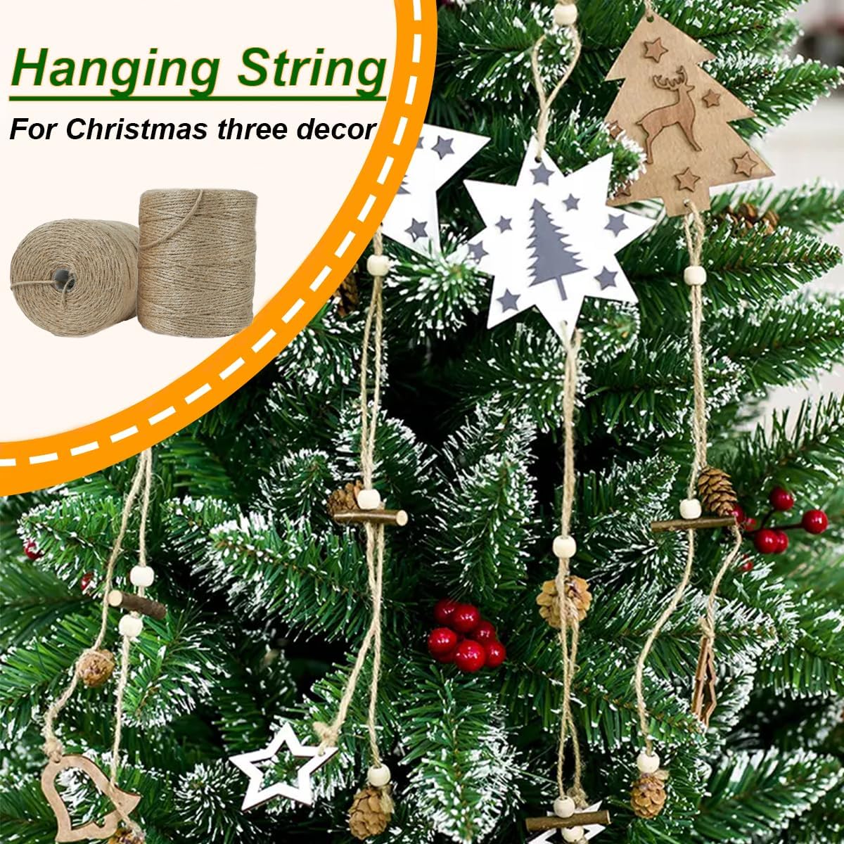 ARISKEY Natural Jute Twine 3mm,1313 Feet Garden String Long Cord Suitable for Crafting and Weaving Projects,Gardening Purposes and Outdoor Heavy-Duty Use-VerdiqueGarden