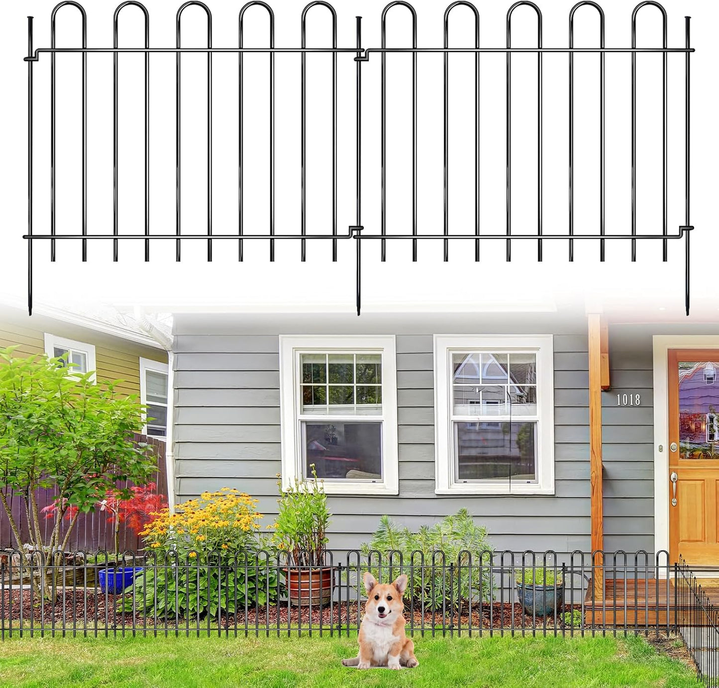 12 Panels Decorative Garden Fence, 17ft X 20in Rustproof Metal Animal Barrier Fence, No Dig Fence Garden Fence, Arched Flower Bed Edging Ornamental Wire Border Fencing for Outdoor Yard, Patio Deco-VerdiqueGarden