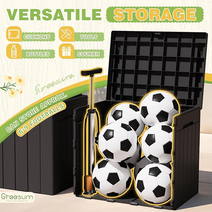 Greesum 31 Gallon Deck Box for Outside, All Weather Outdoor Storage Boxes for Patio Furniture Set, Package Delivery Box, Garden Tools, Black(Set of 2)-VerdiqueGarden