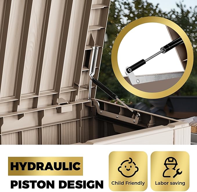 80 Gallon Lockable Resin Deck Box, Waterproof & UV-Resistant Outdoor Storage Box for Outdoor Cushion Storage, Garden Tools & Pool Accessories Storage, Gray-VerdiqueGarden