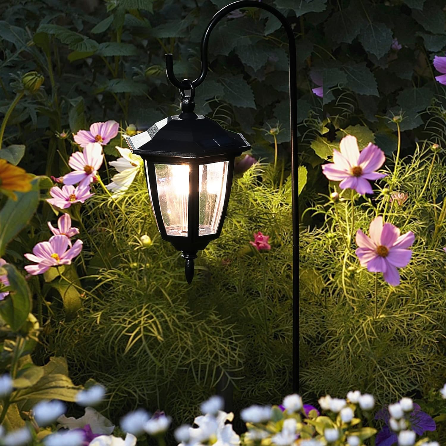 MAGGIFT 34 Inch Hanging Solar Lights, Decorative Garden Lanterns with 2 Shepherd Hooks, Solar Powered Coach Lights, Warm White LED Outdoor Lighting for Landscape, Yard, Pathway and Patio, 2 Pack-VerdiqueGarden