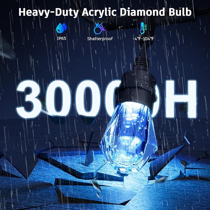 XMCOSY+ Smart Outdoor String Lights - 64ft RGBCWIC Patio Lights with 24 Color Changing Bulbs, LED String Light for Outside Backyard Bistro Party, APP WiFi Control, Work with Alexa, IP65 Waterproof-VerdiqueGarden