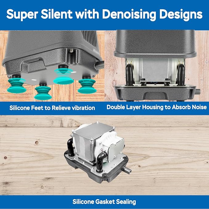 AquaMiracle Linear Air Pump ZP-40/ZP-60/ZP-100/ZP-200 for Pond Aeration, 635/950/1600/4000GPH Septic Air Pump Pond Aerators for Outdoor Ponds, Waste Treatment, Aquarium, Fish Farm, Seafood Restaurant